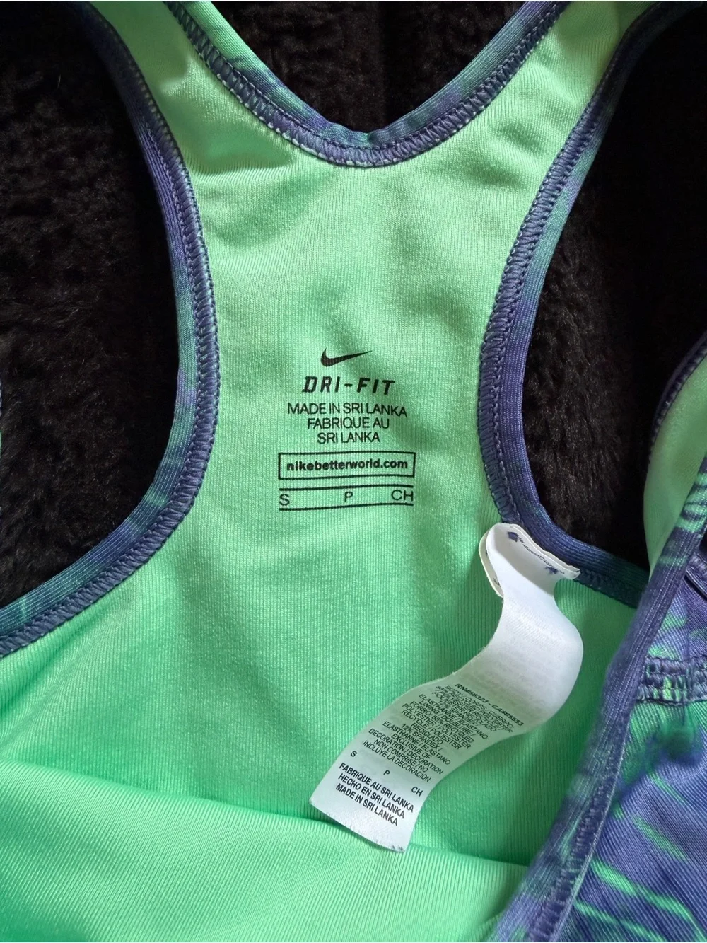 Nike Purple & Green Tie-Dye Racerback Sports Bra